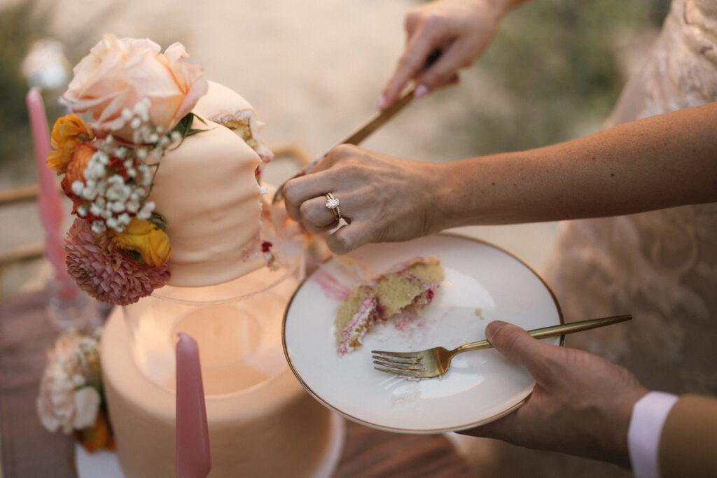 Beyond Vows: The Epic Zion National Park Wedding cutting the cake