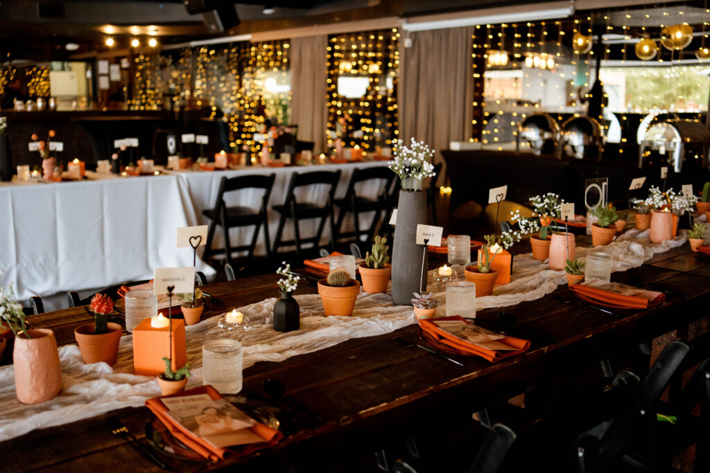Rust Orange Wedding Guide Moody Tablescape for all guest to gather and enjoy the beautiful wedding