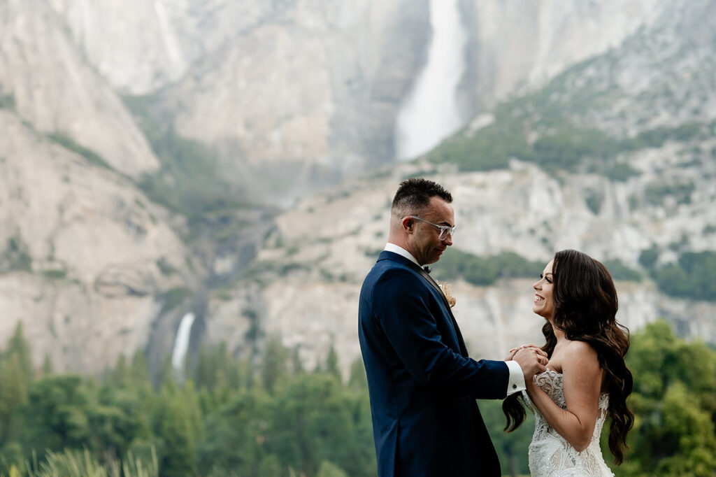 Yosemite Micro-Wedding: Why Intimate Celebrations are a Vibe. Bride and groom holding hands after first look 