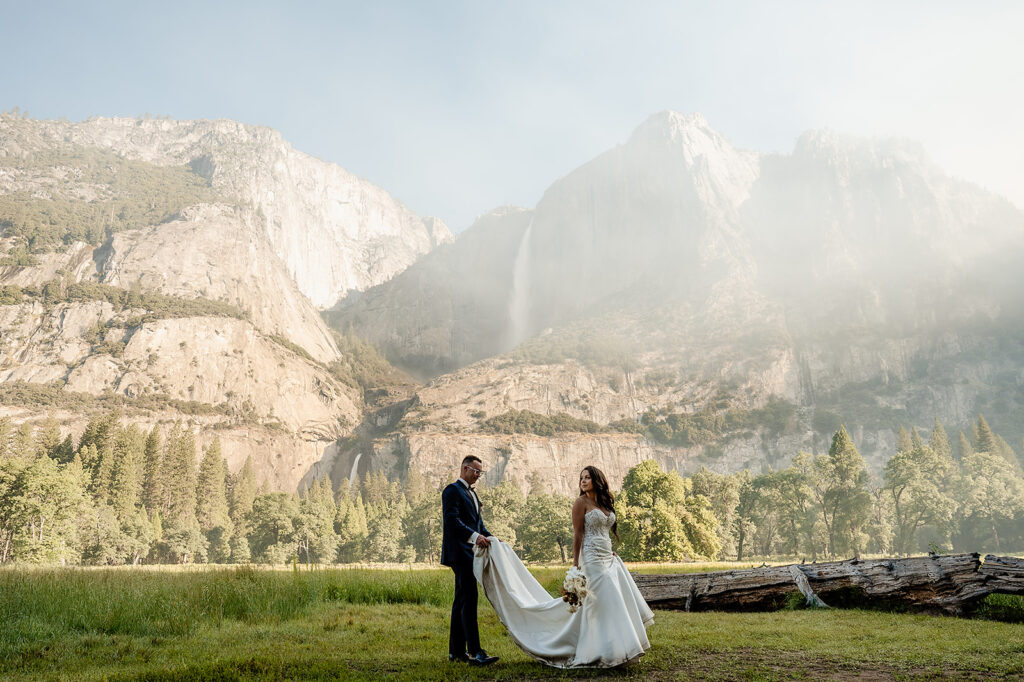 Yosemite Micro-Wedding: Why Intimate Celebrations are a Vibe. Newlyweds first look 