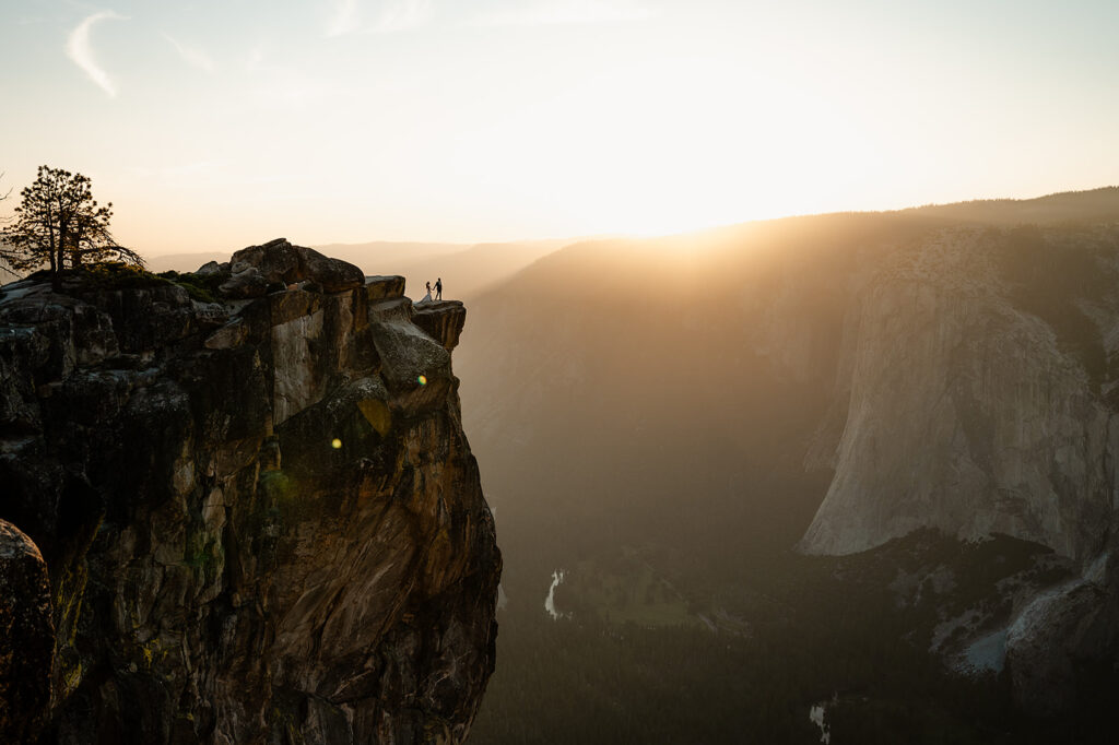 Yosemite Micro-Wedding: Why Intimate Celebrations are a Vibe. Sunrise in Yosemite with Bride and Groom 