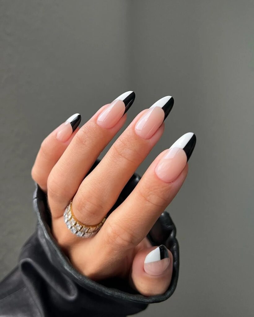 Black and white wedding nails 