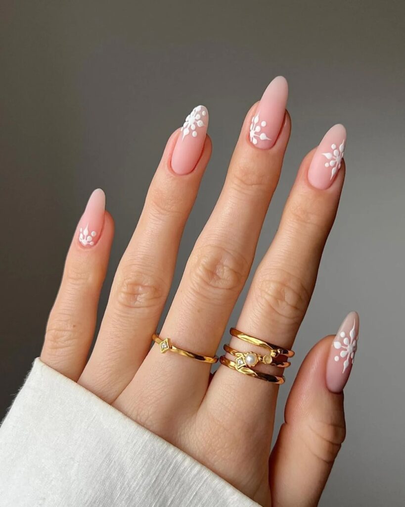 Snowflake wedding nails. 