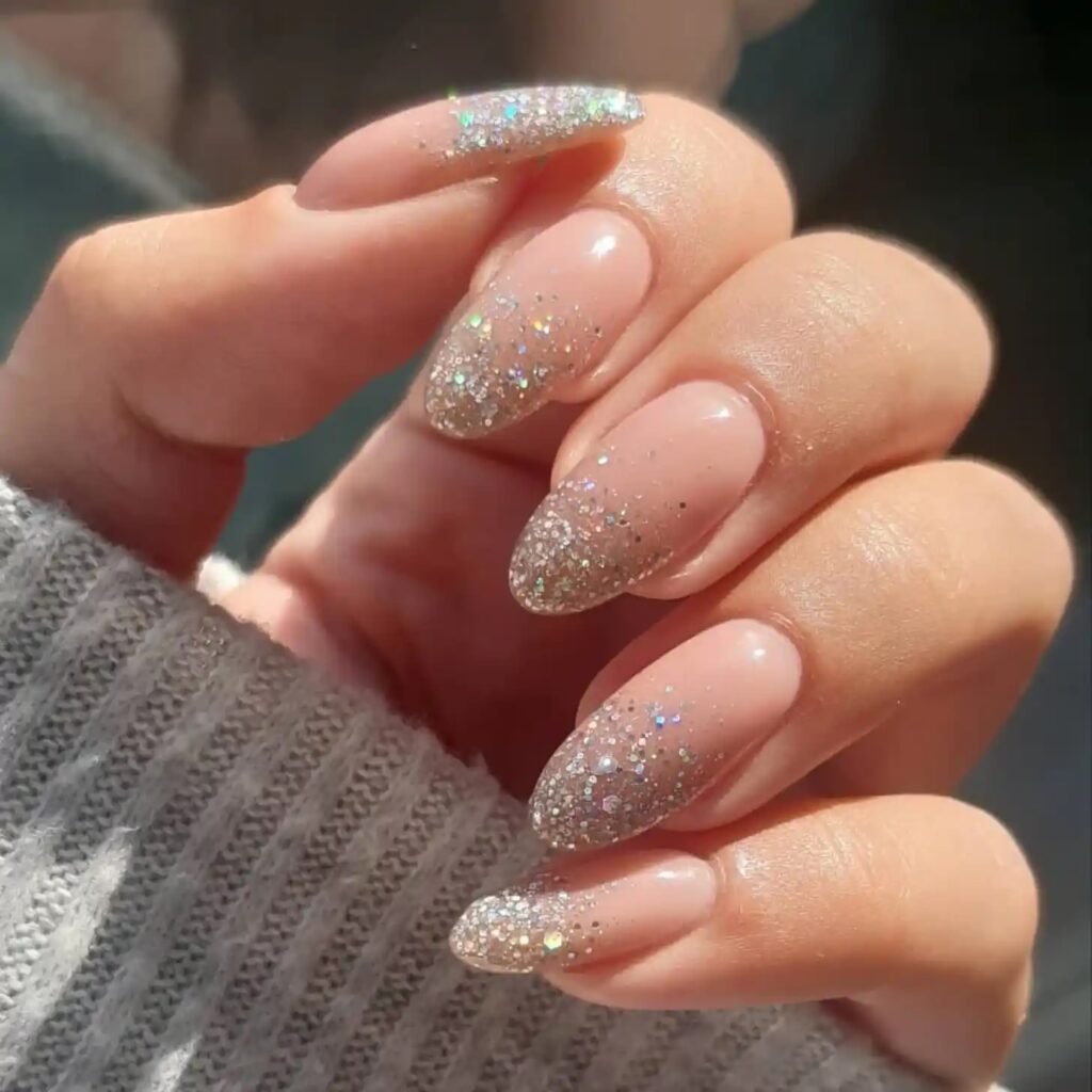 Glittery wedding nails 