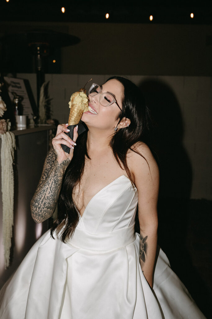 Feast Mode: How to Choose your Wedding Food! Bride eating Ice Cream 