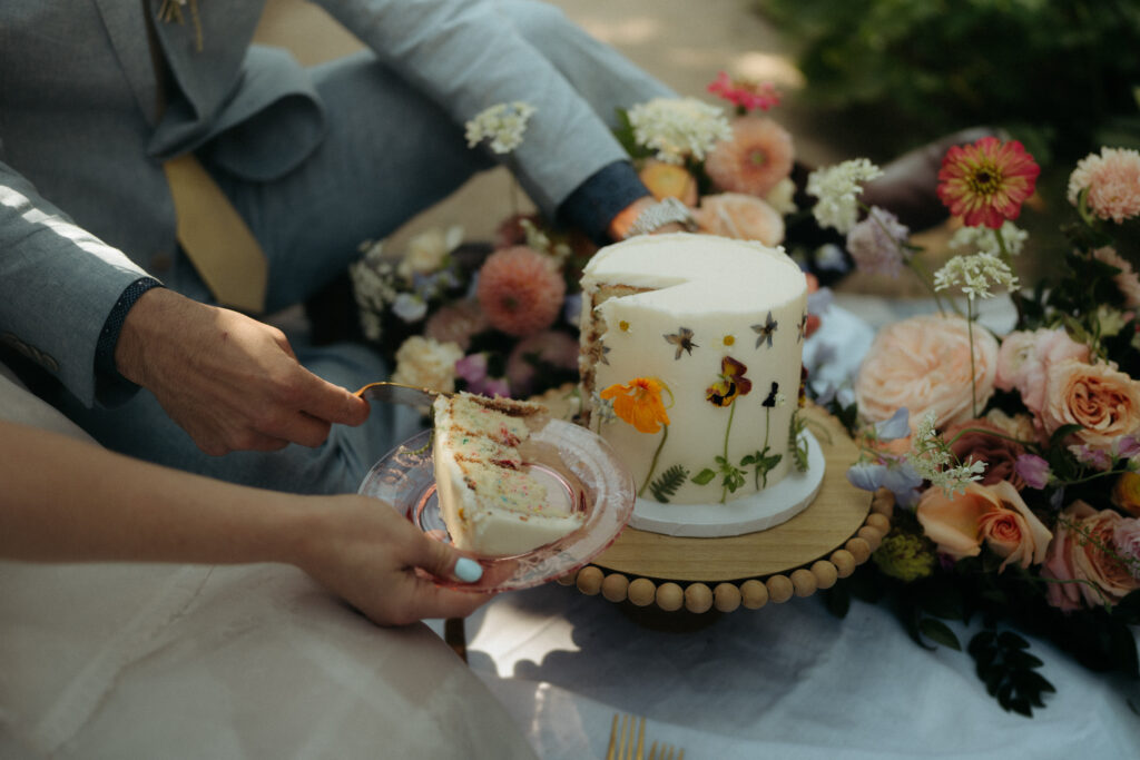 Glacier National Park Wedding, Niki Day Creative Cutting of the Cake
