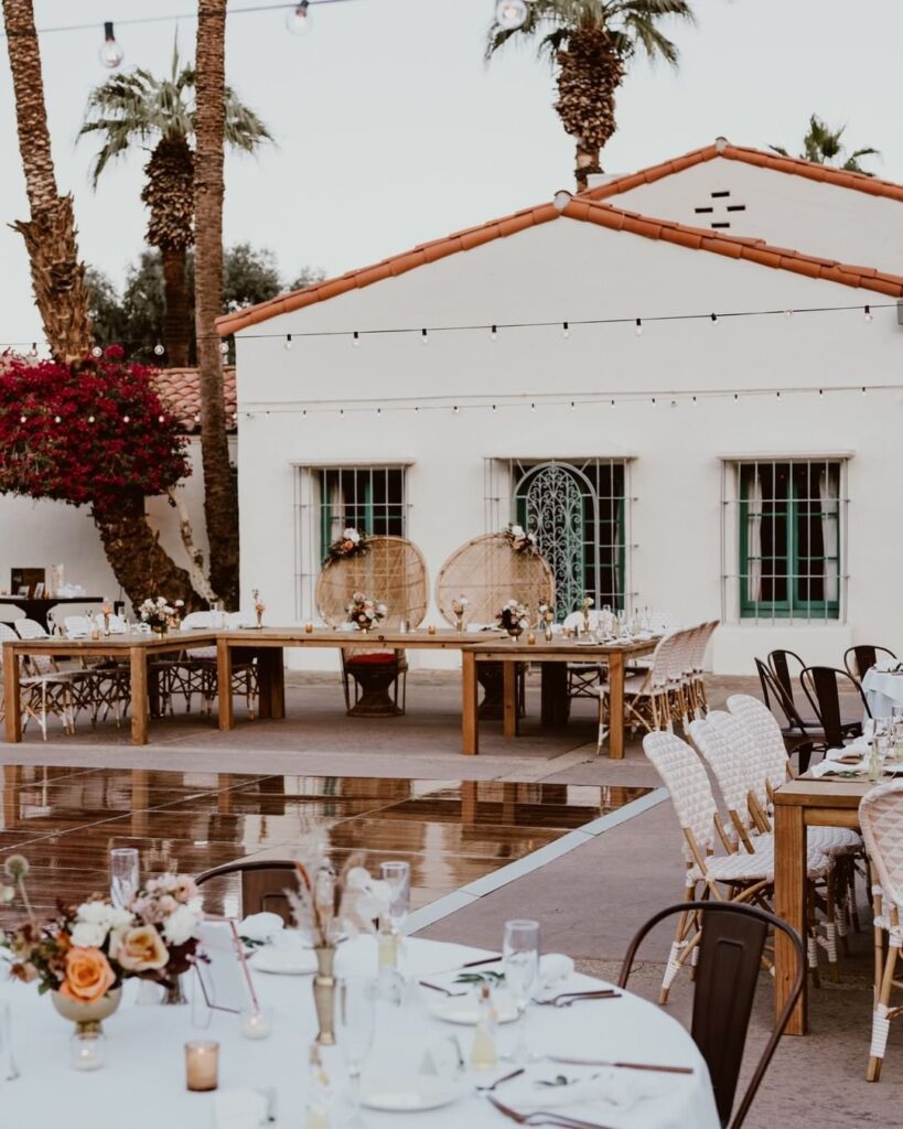 outdoor reception space at La Quinta Resort and Club in the Santa Rosa mountains