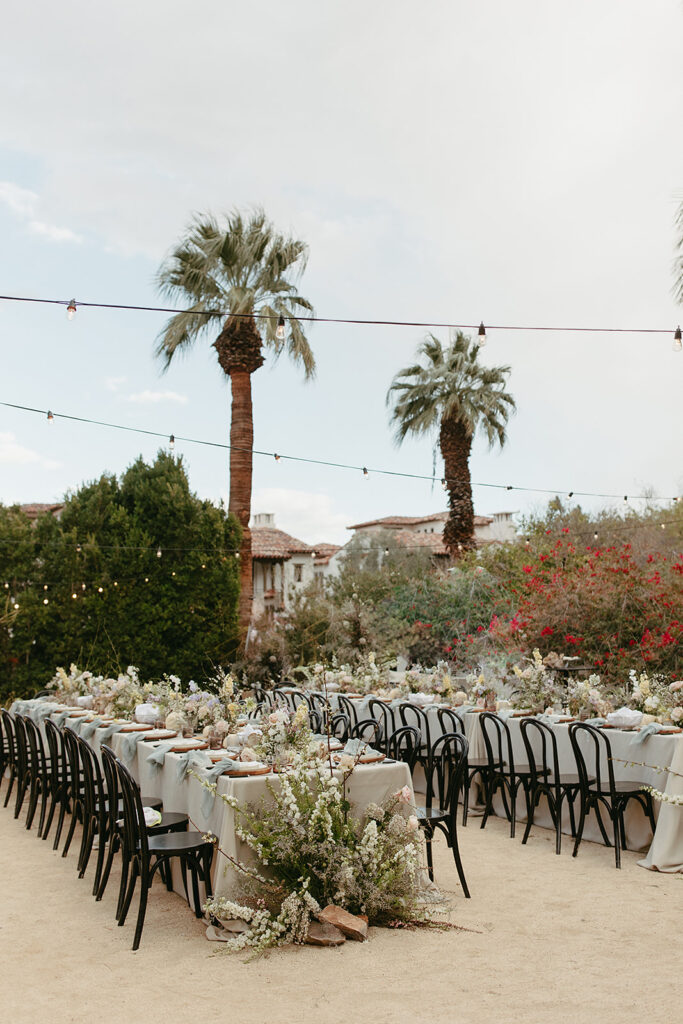 outdoor wedding reception space at Korakia Pensione in Palm Springs