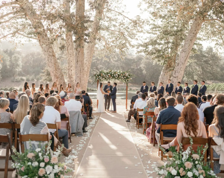 european style wedding venue in california during ceremony