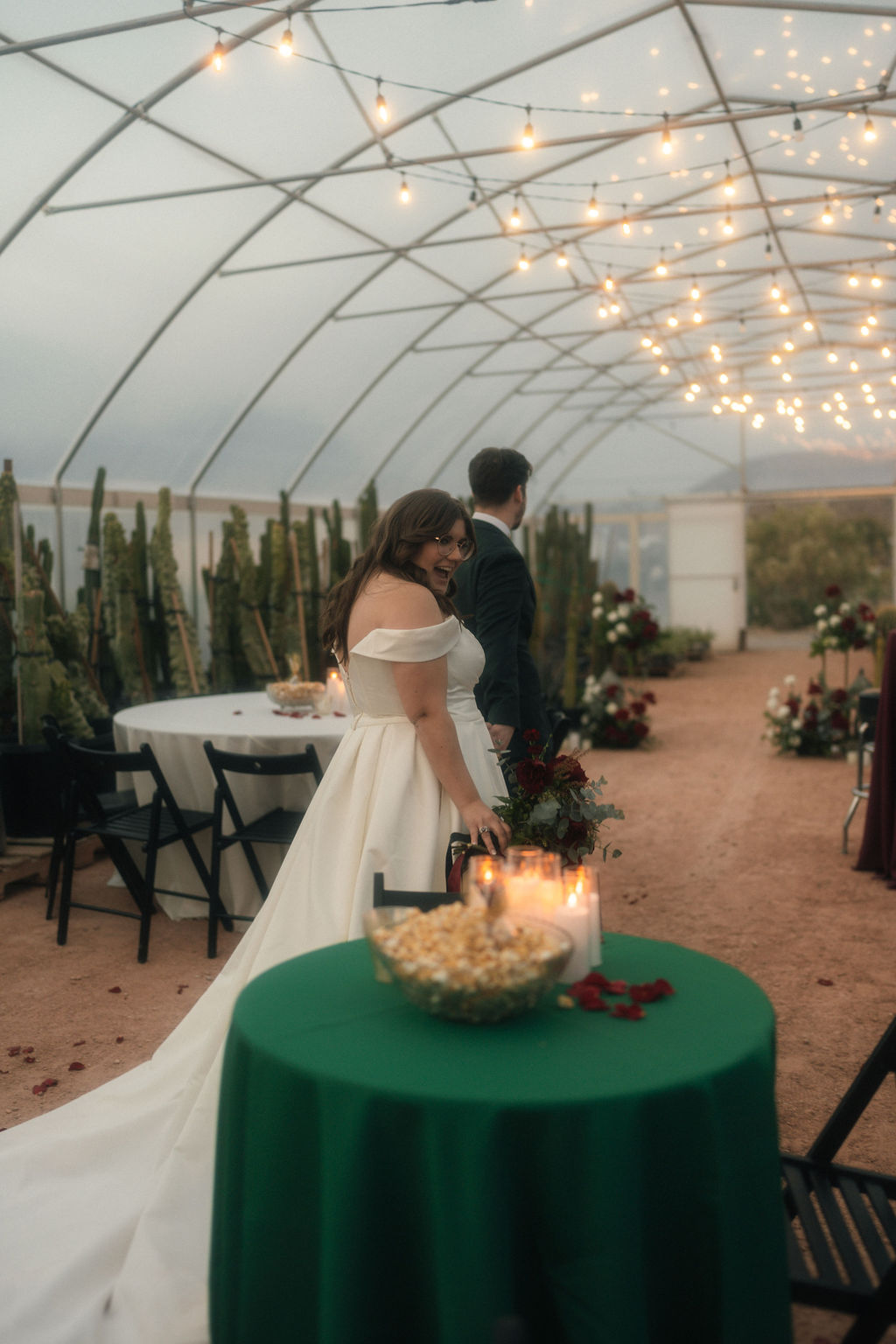 Couple entering their their wedding reception 