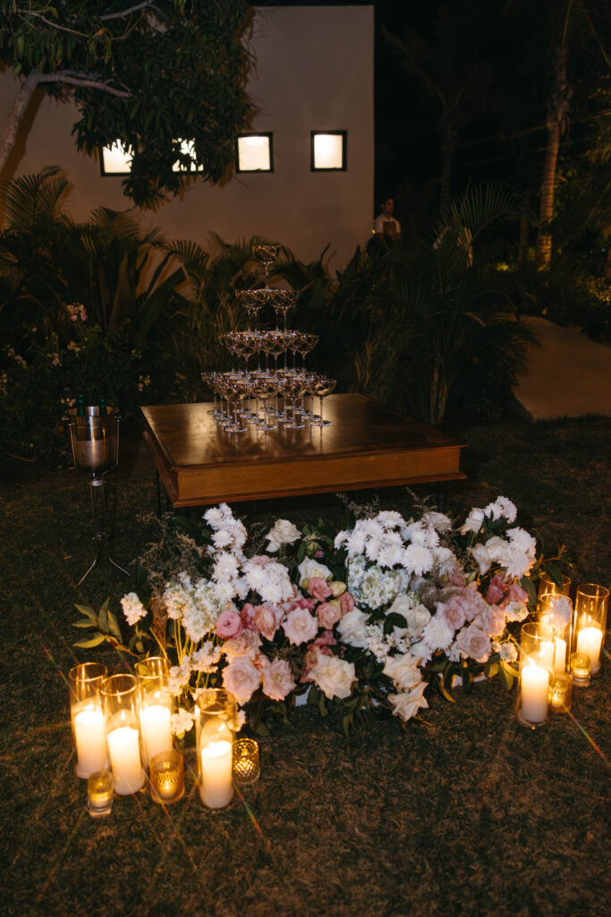 101 Guide to Planning Your Mexico Wedding Niki Day Creative Co Reception Champagne Tower