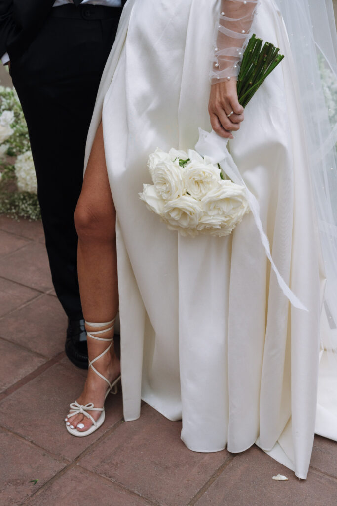 Florals, Bouquet, Palm Trees, Shells, Bride, Groom, Prado, San Diego, Balboa Park, California Wedding Planner, San Diego Wedding Planner, Coastal Wedding, Monochromatic Wedding, Modern Wedding