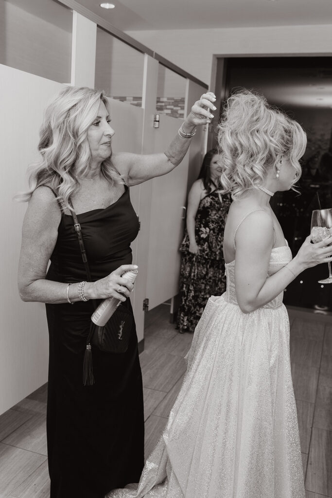 Second look, bride, get ready, mother, wavy hair styles, reception